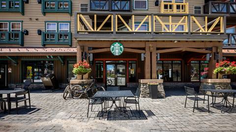starbucks storefront in summer