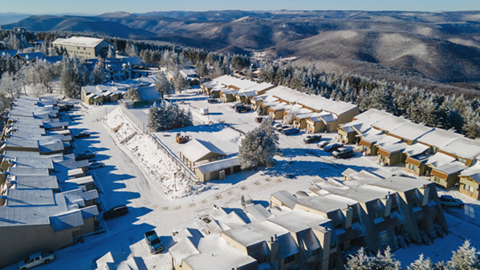 Aerial Shot of Lodging at Snowshoe Mountain
