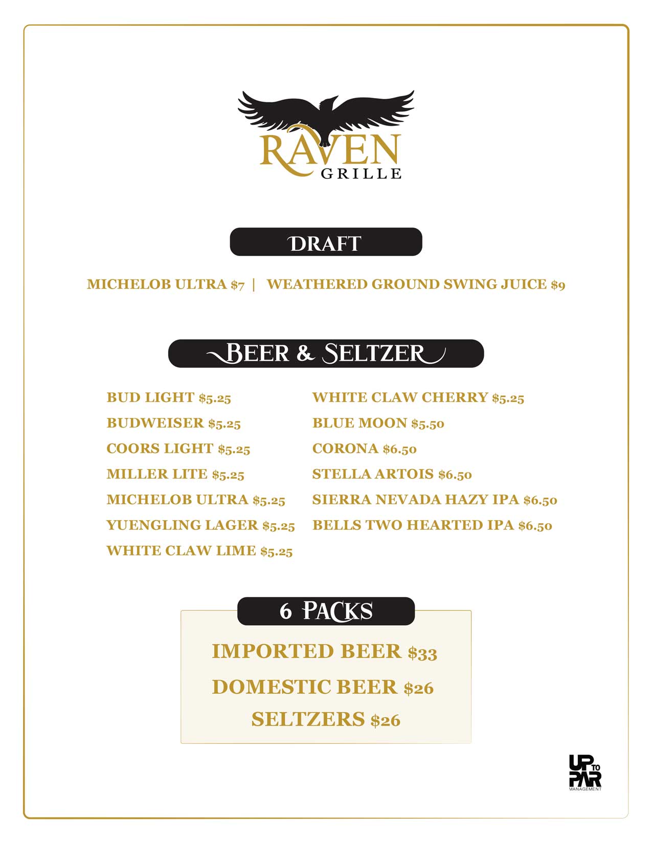 Raven Grill Beer Menu | Snowshoe Mountain