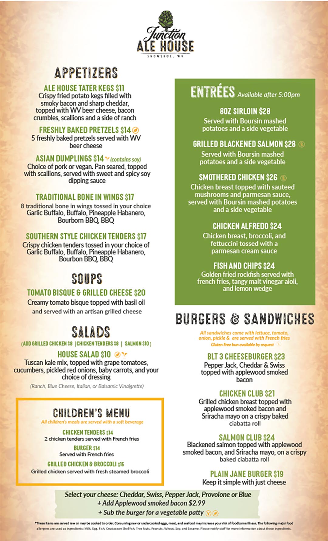 Junction Ale House Menu