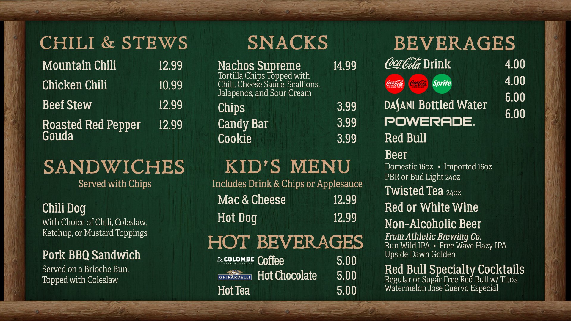 Arbuckle's Menu