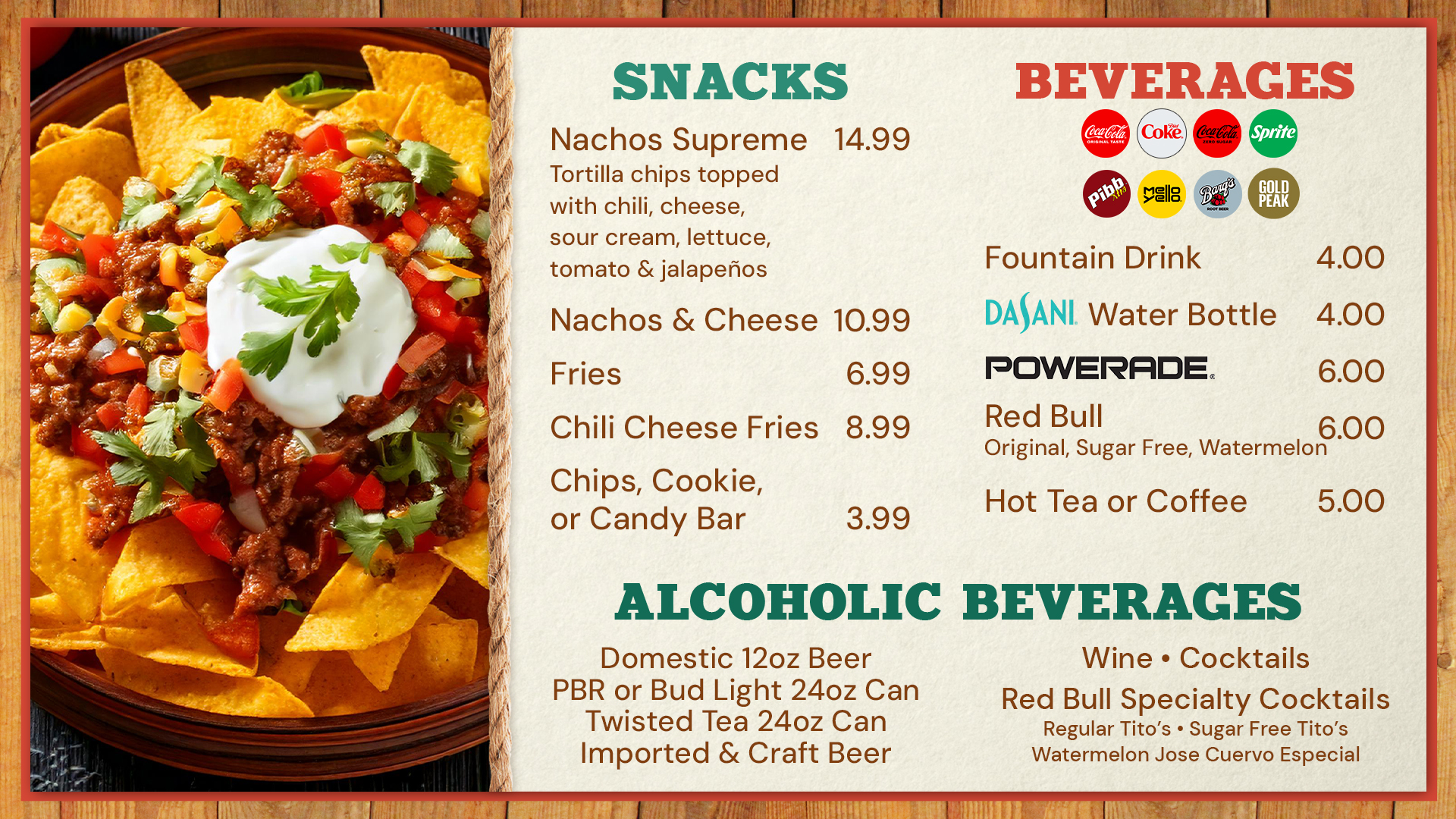 Photo of the menu at The Boathouse at Snowshoe Mountain