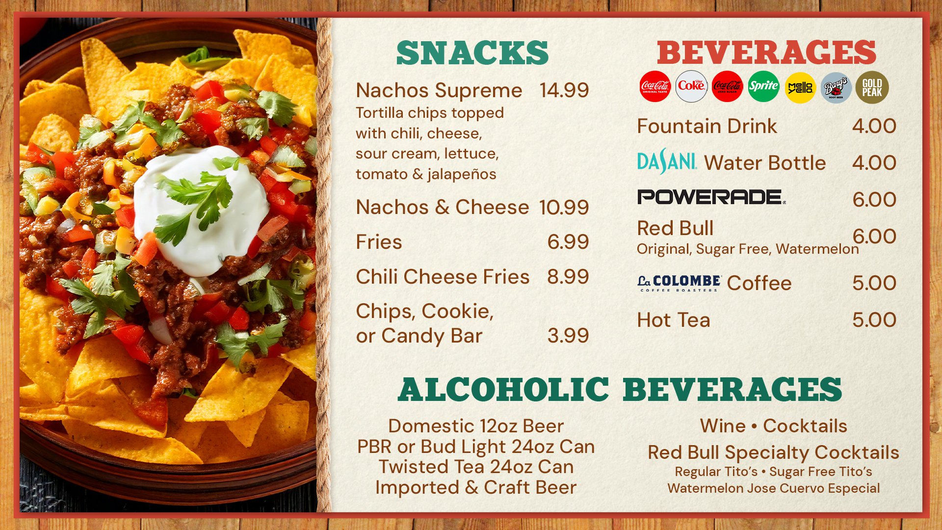 Photo of the menu at The Boathouse at Snowshoe Mountain