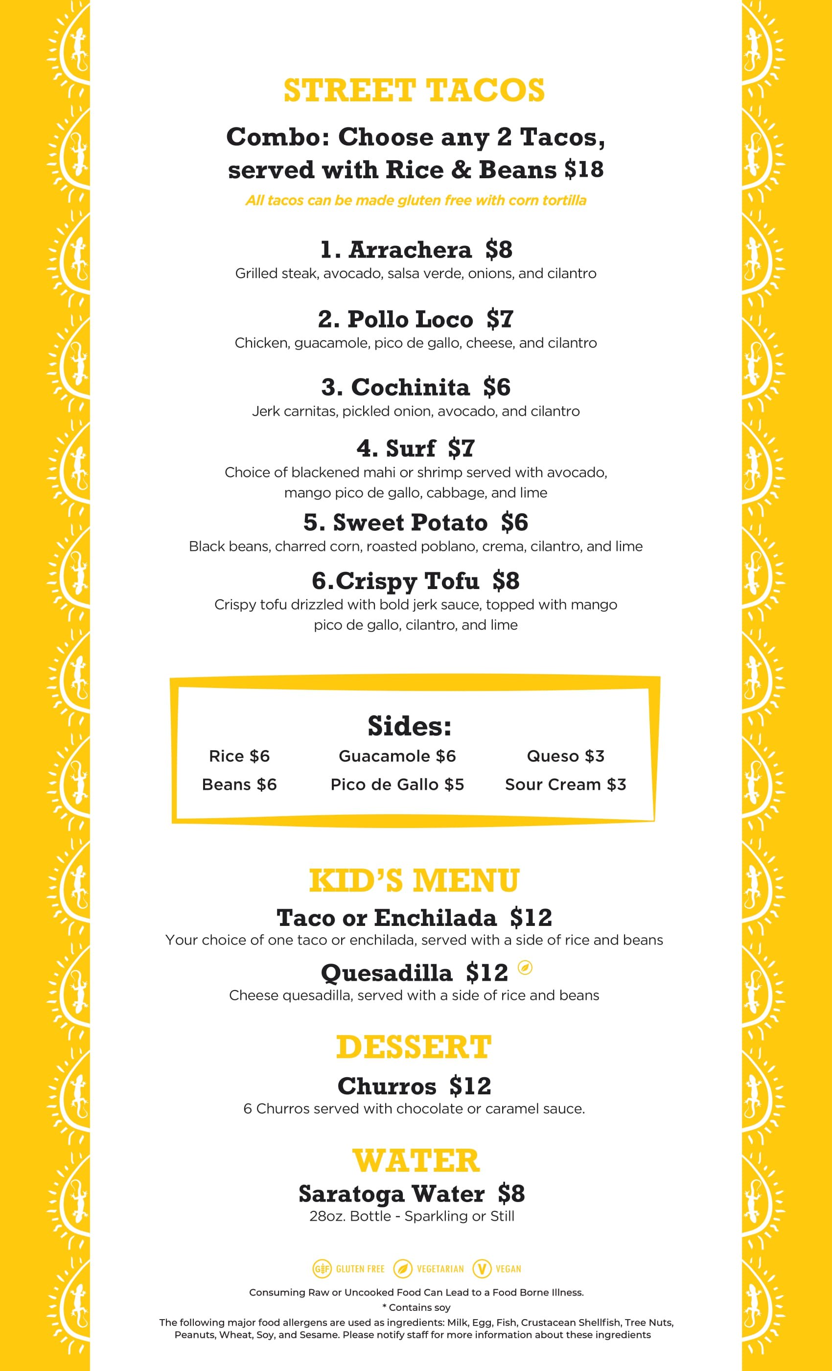 Sunset Cantina Mexican restaurant at Snowshoe Mountain food menu