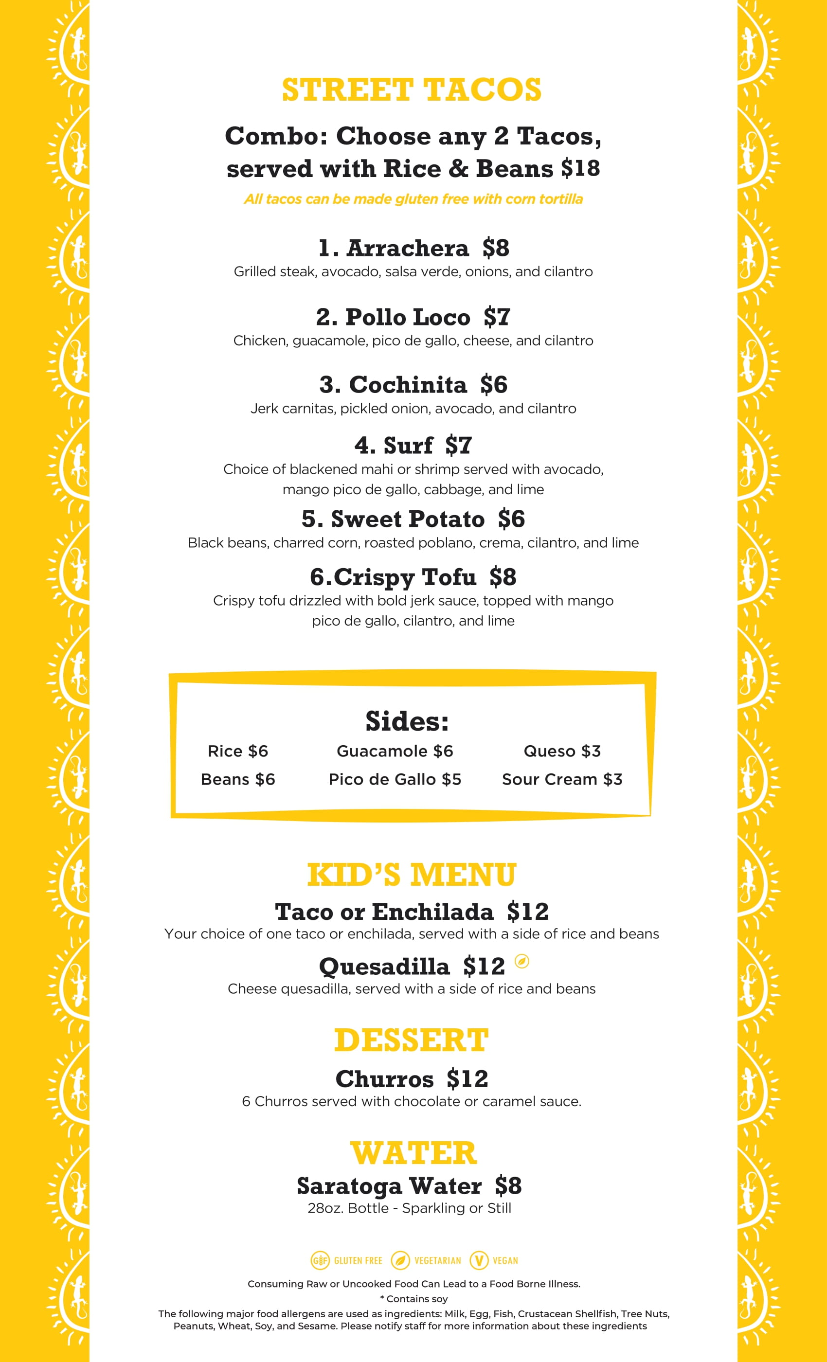 Sunset Cantina Mexican restaurant at Snowshoe Mountain food menu