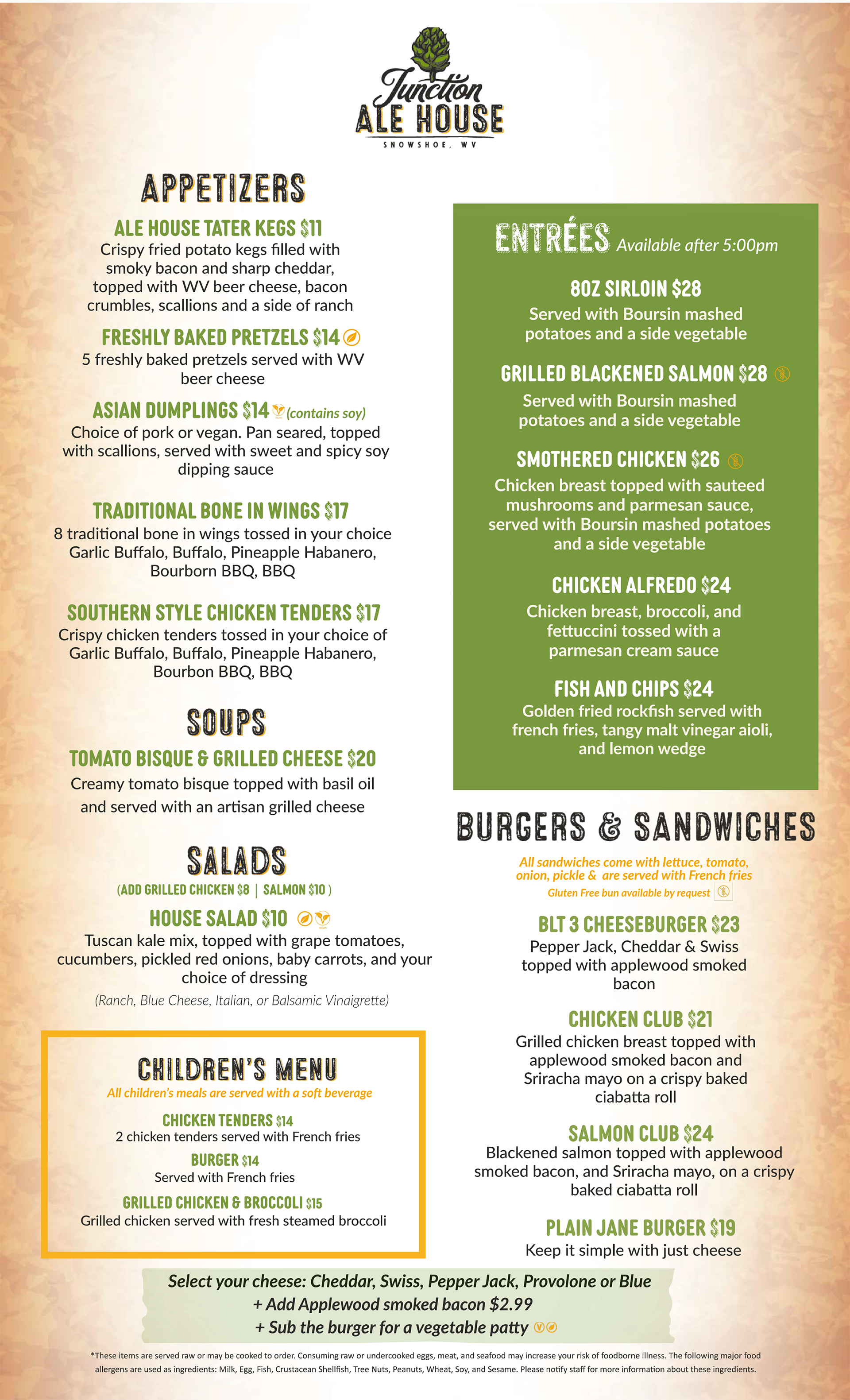 Junction Ale House Menu