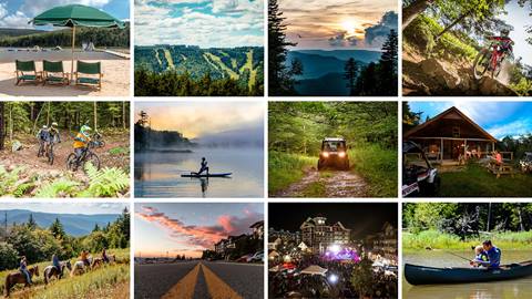 Summer landscape and outdoor activities at Snowshoe Mountain.