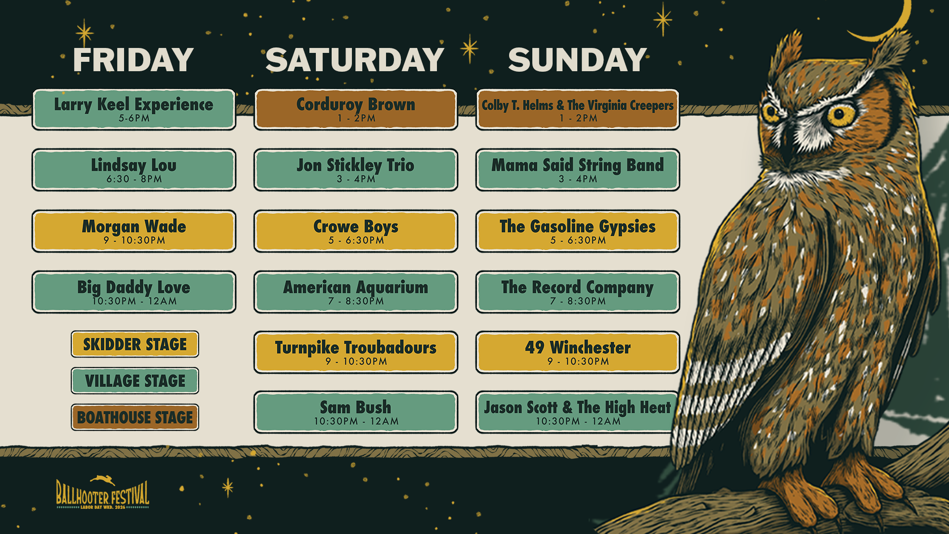 Ballhooter Festival Schedule 2026