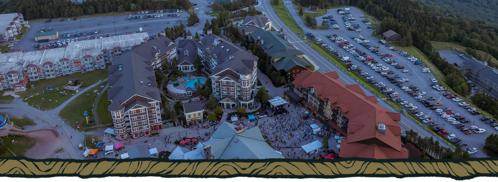 Aerial shot of The Village at Snowshoe Mountain