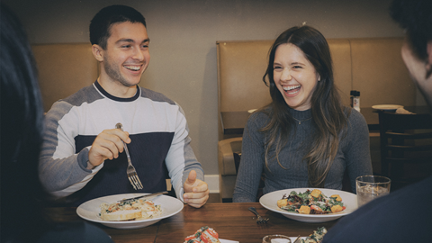Two people dining at Snowshoe Mountain