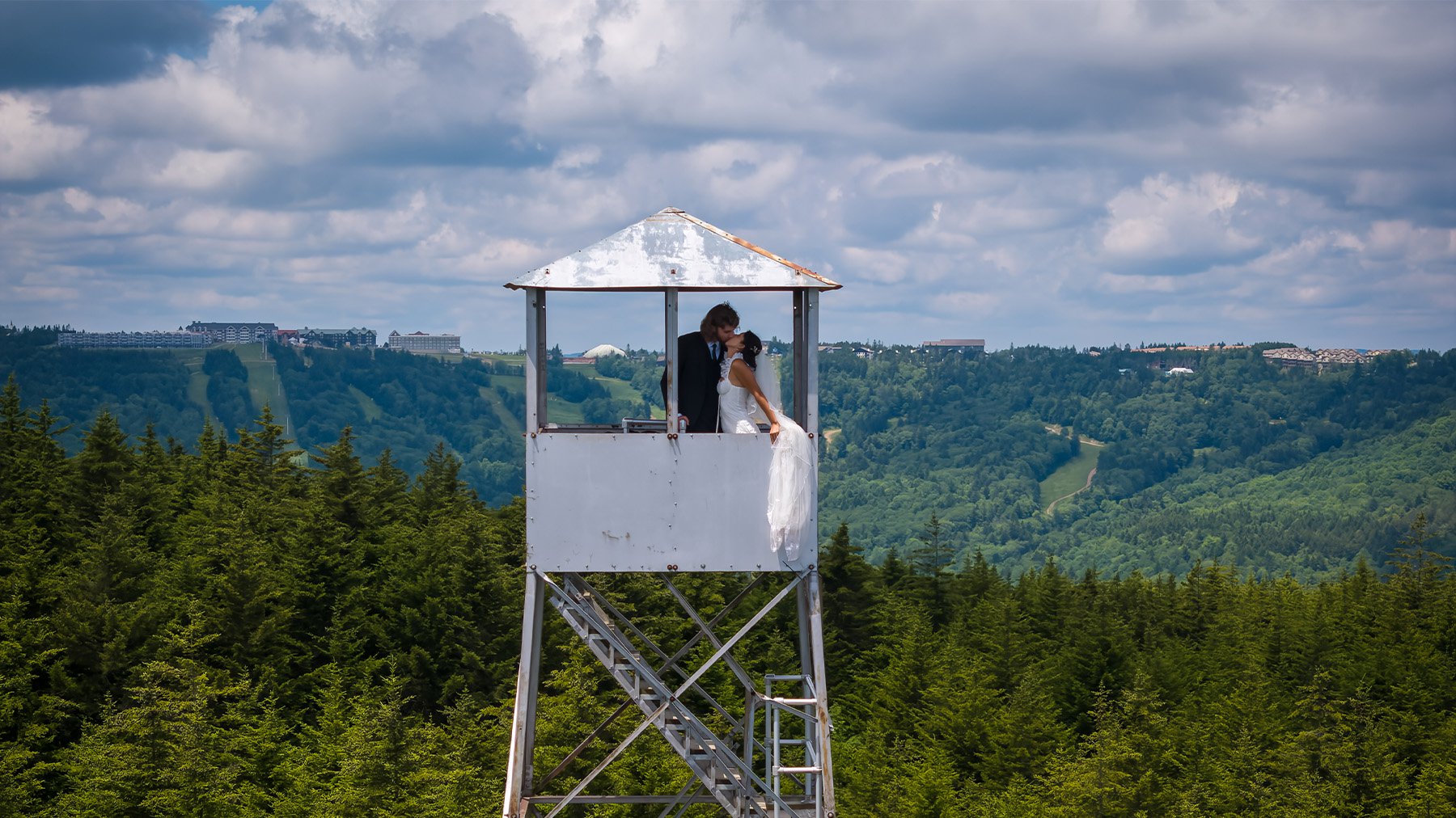Bride and Groom in the Snowshoe Mountain Firetower