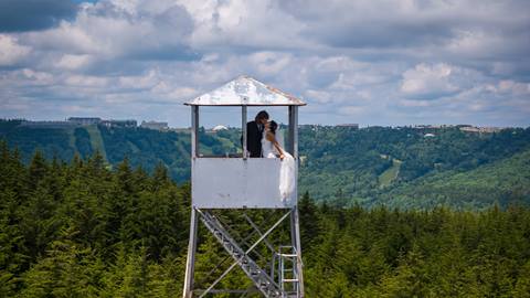 Bride and Groom in the Snowshoe Mountain Firetower