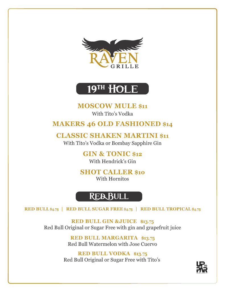 Raven Grill Cocktail and Spirits Menu | Snowshoe Mountain