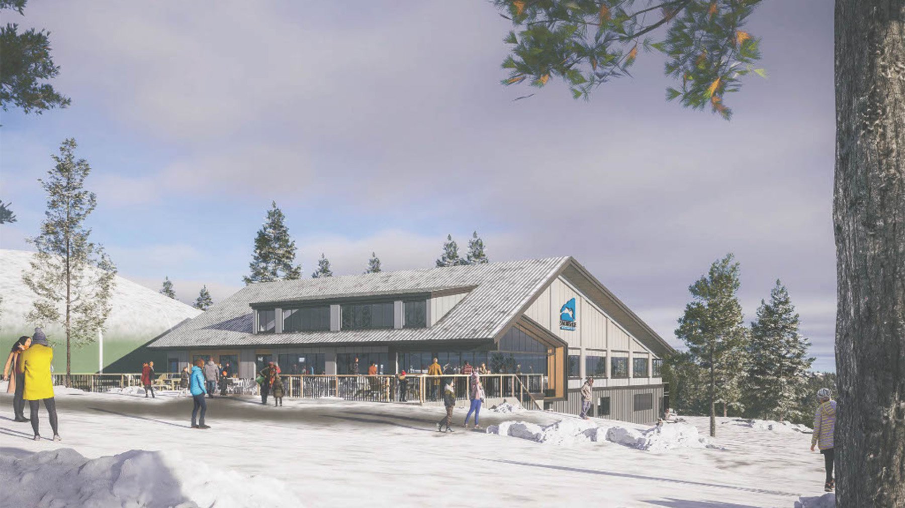 Color rendering of the new Shavers Center day lodge at Snowshoe Mountain