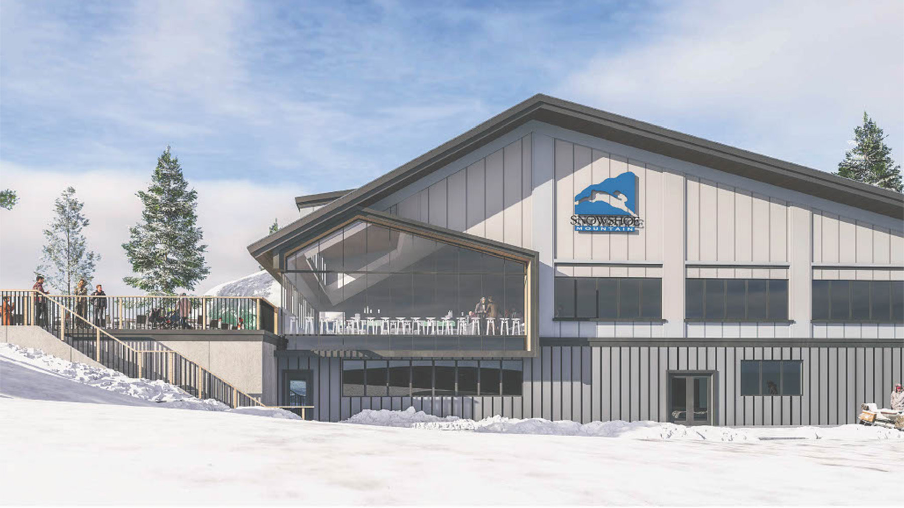 Color rendering of the new Shavers Center day lodge at Snowshoe Mountain