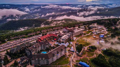 Aerial shot of Snowshoe Village
