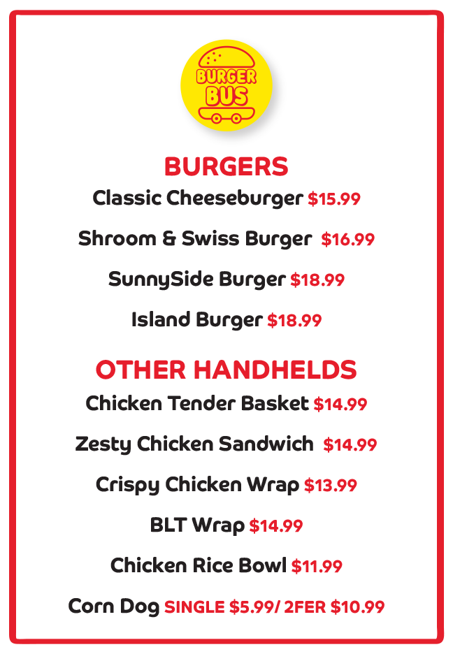 Burger Bus Menu
