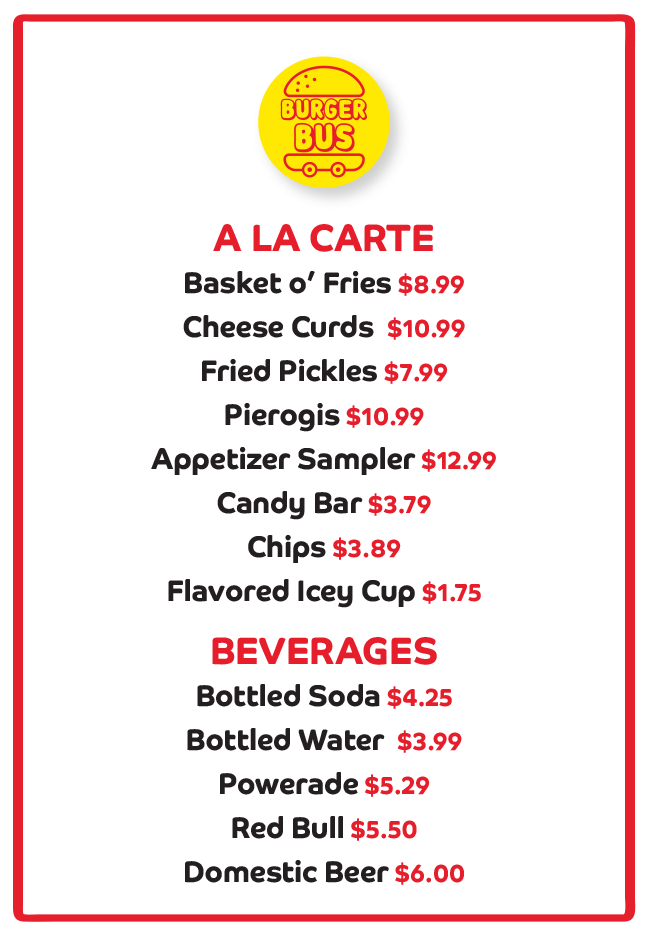 Burger Bus Menu
