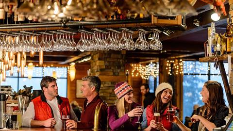 Apres and dining in the village at snowshoe mountain resort