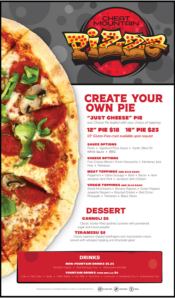 Cheat Mountain Pizza in the village at Snowshoe Mountain