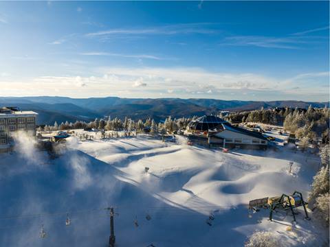 Aerial Shot of Snow Covered Mountain